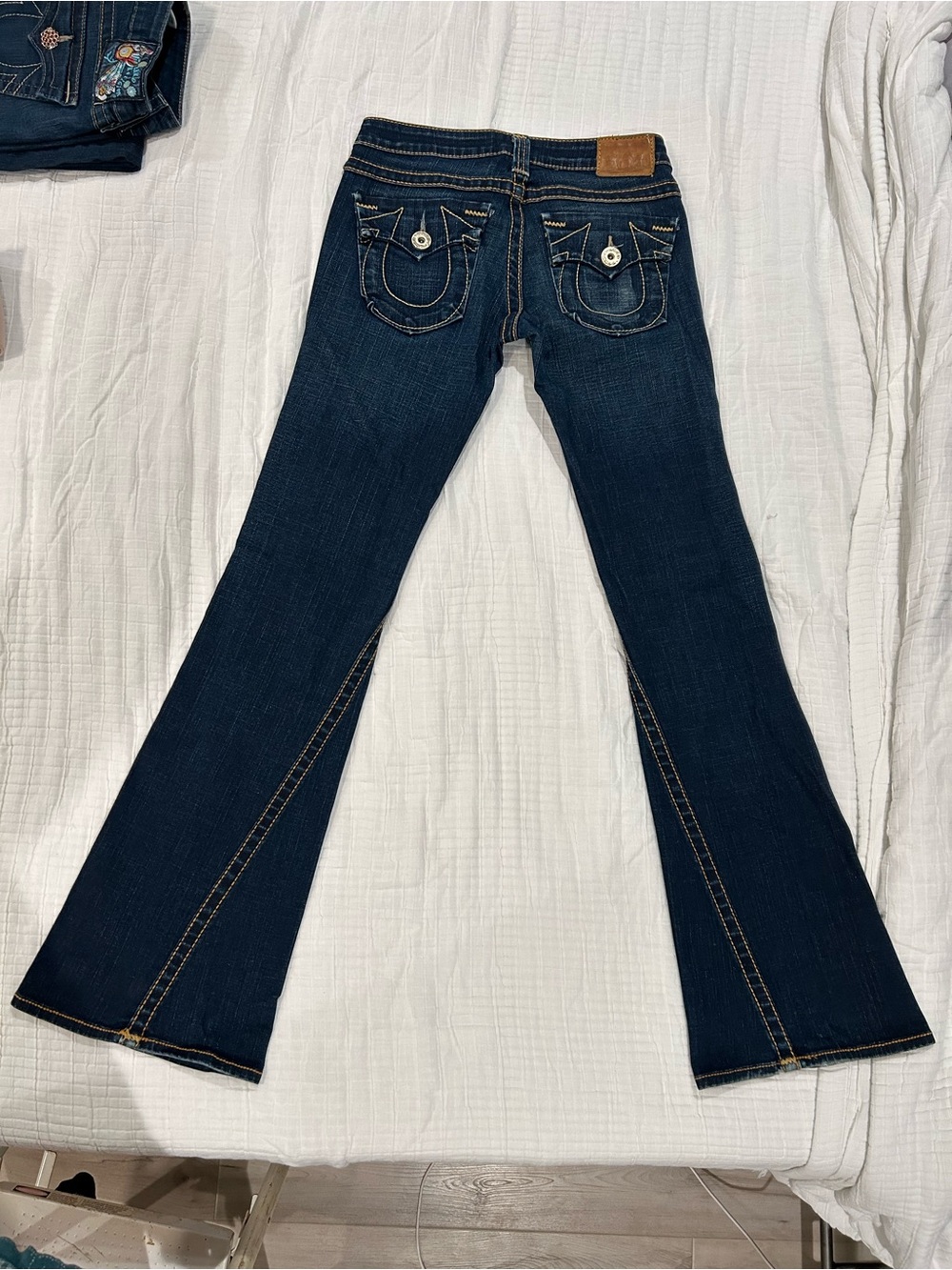 True Religion Joey Big T Flare Jeans 28 Twisted Seam Flap Pocket Made in USA